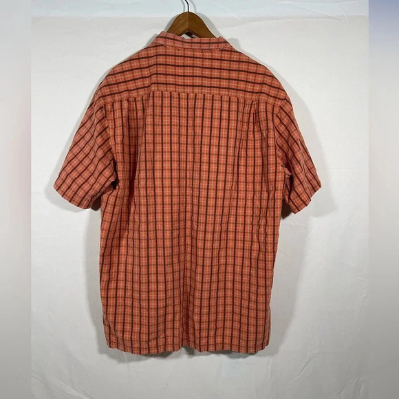 COLUMBIA  Plaid Short Sleeve Orange Button Down Shirt  Men's Size XL - Picture 2 of 5